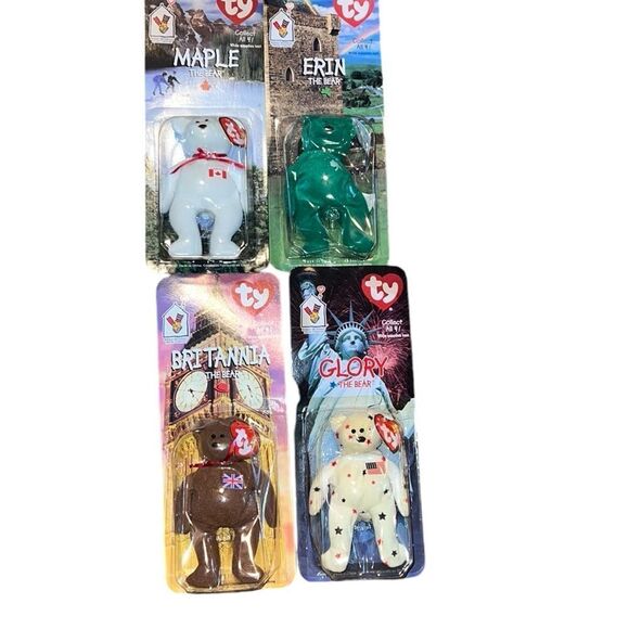 ALL 4 collection! McDonald’s Teenie TY Beanie Babies  Bear 1999  Rare - Picture 1 of 6